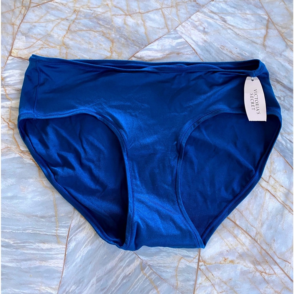 Victorias Secret Hiphugger Panties Black Blue Solid Nylon Spandex Small S/P Y2k